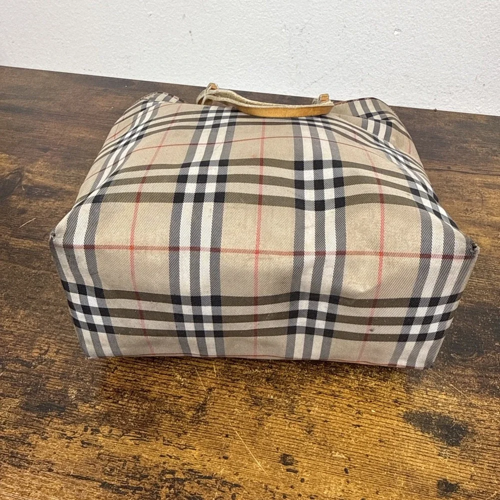 Burberry London Nova Check Tote – Coated Canvas & Leather – 9x8x4 Classic ITALY